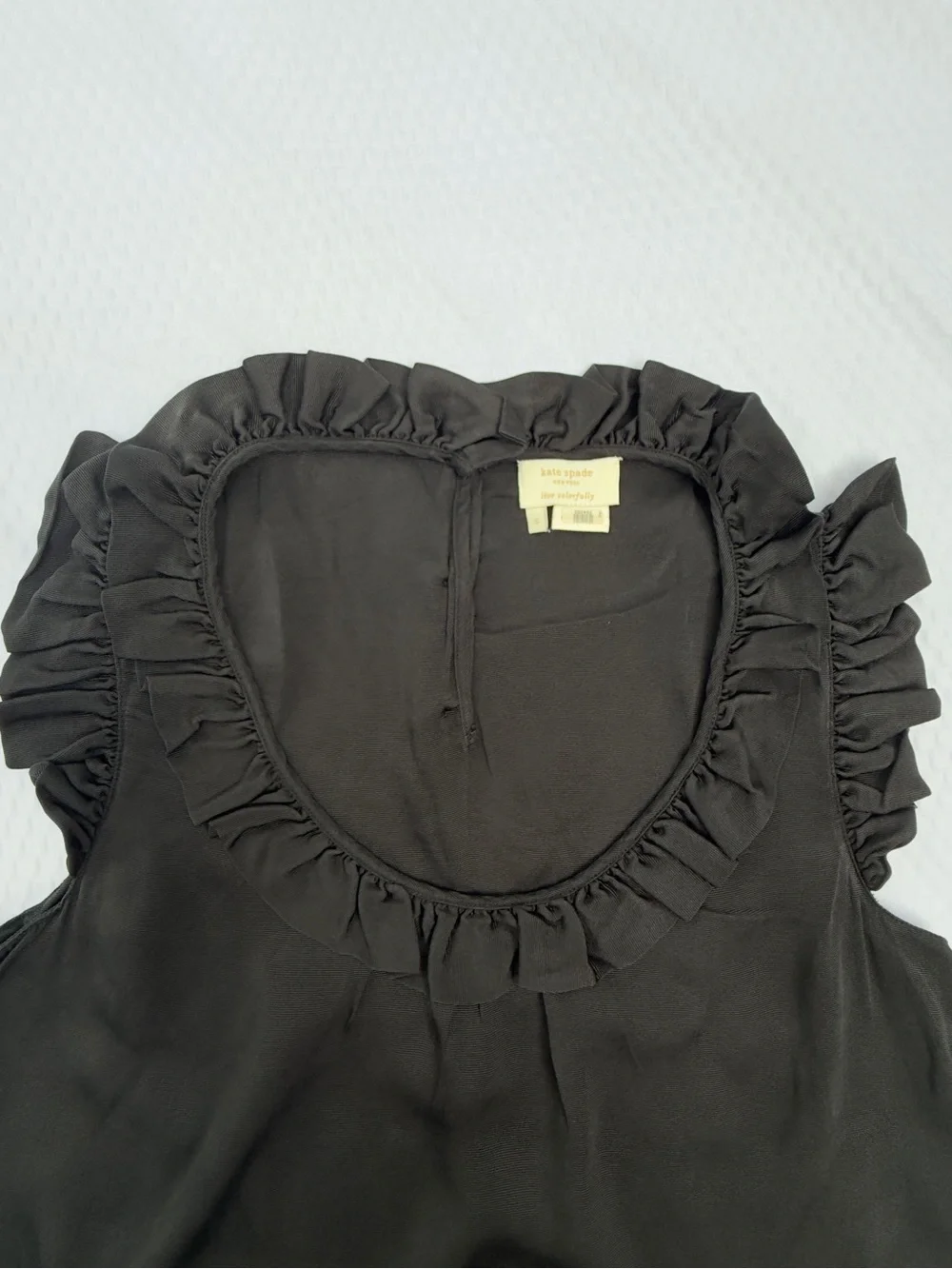 kate spade Black Ruffle Scoop Neck Sleeveless Camisole
